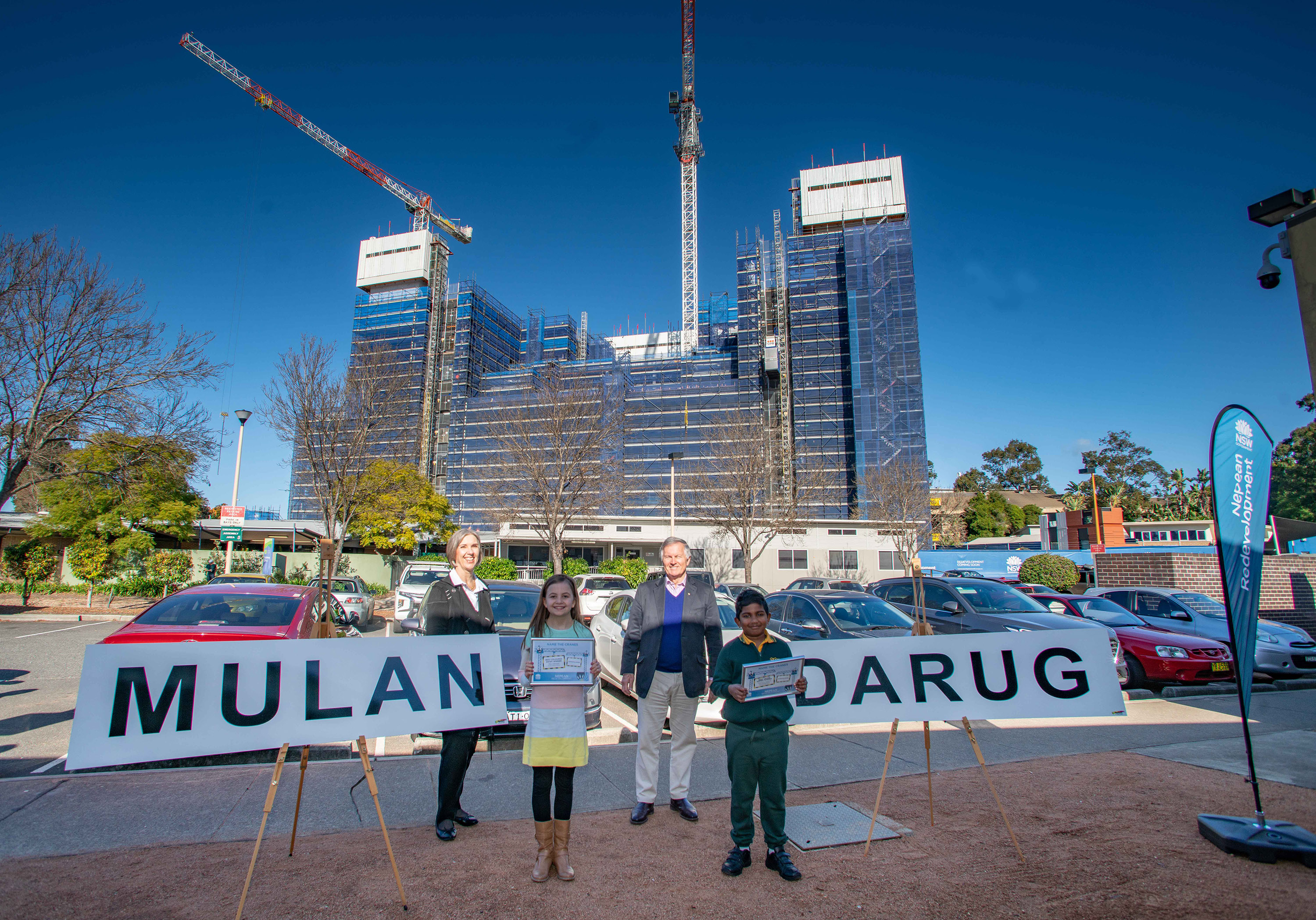 Meet Darug and Mulan! Year 2 student names tower cranes at Nepean Hospital